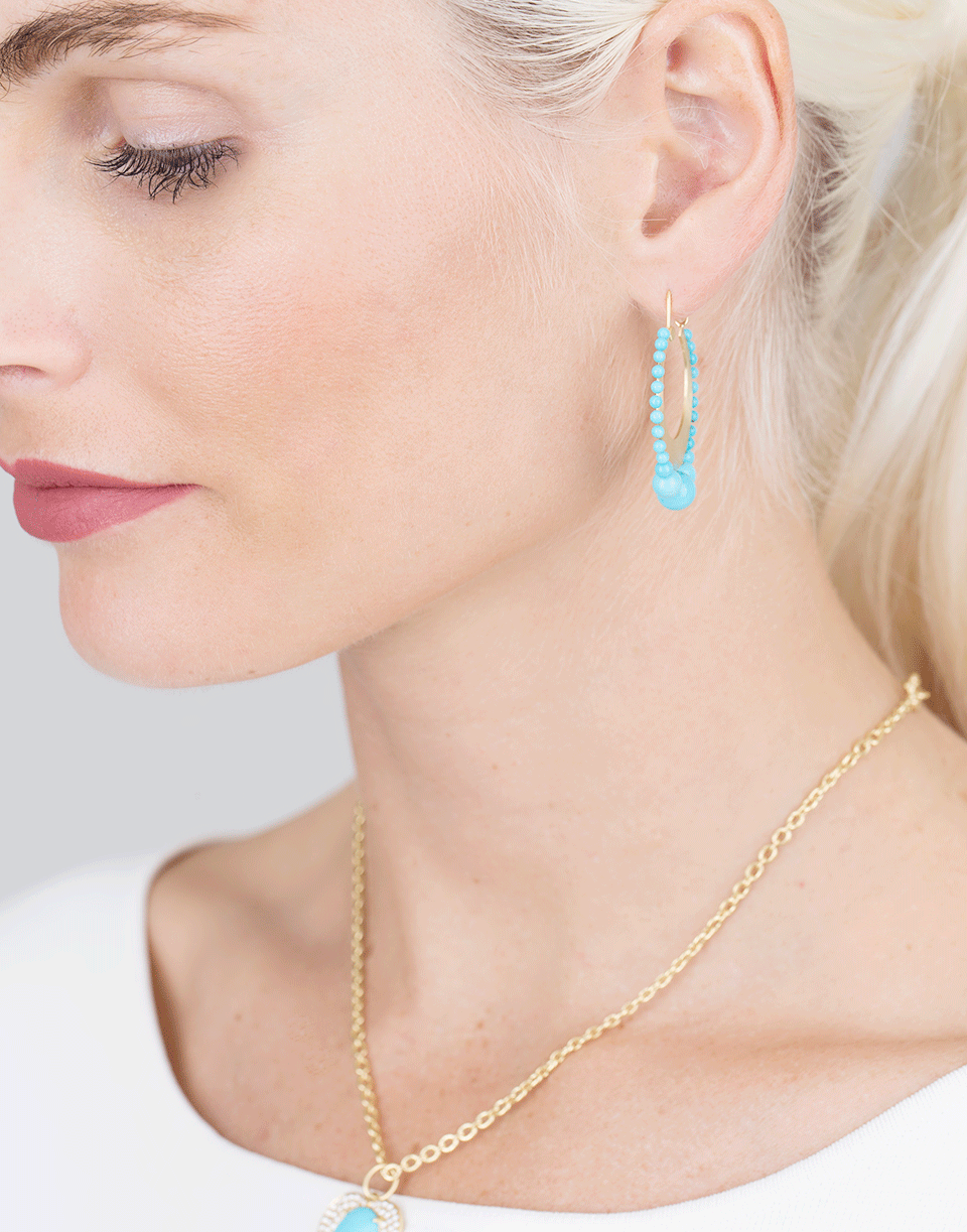 IRENE NEUWIRTH JEWELRY-Kingman Turquoise Hoops-YELLOW GOLD