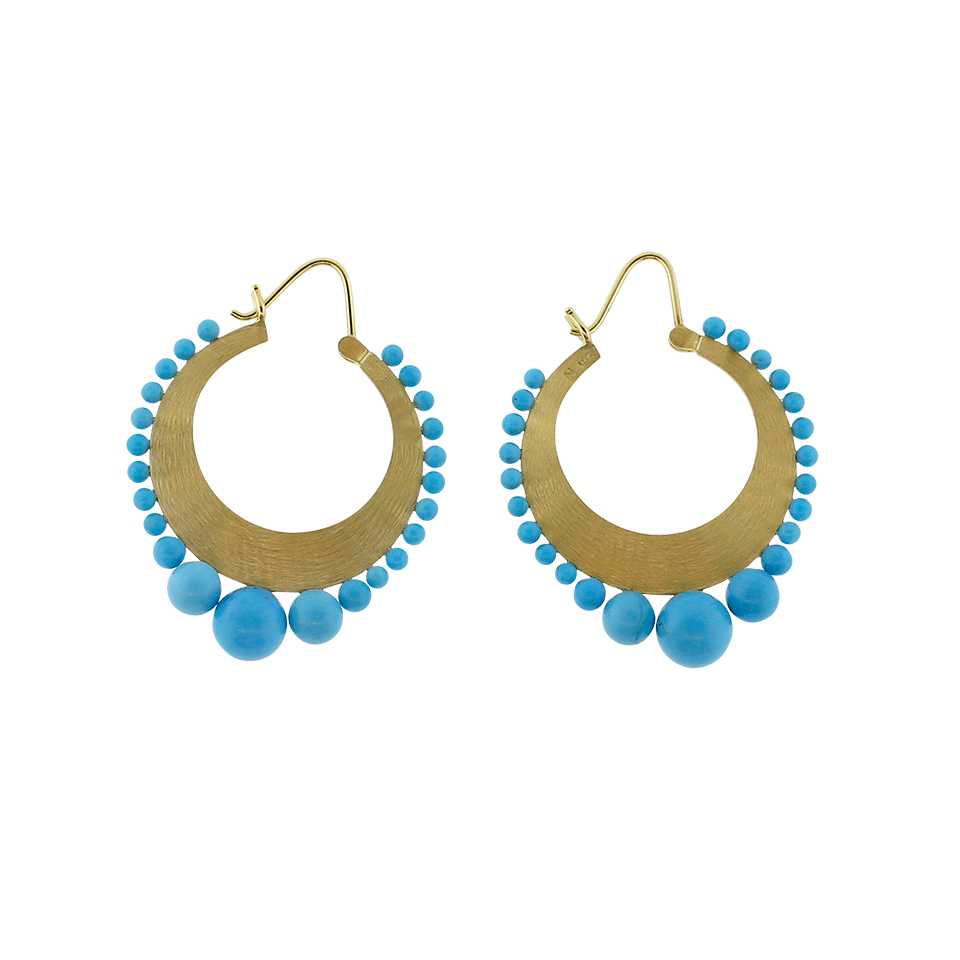 IRENE NEUWIRTH JEWELRY-Kingman Turquoise Hoops-YELLOW GOLD