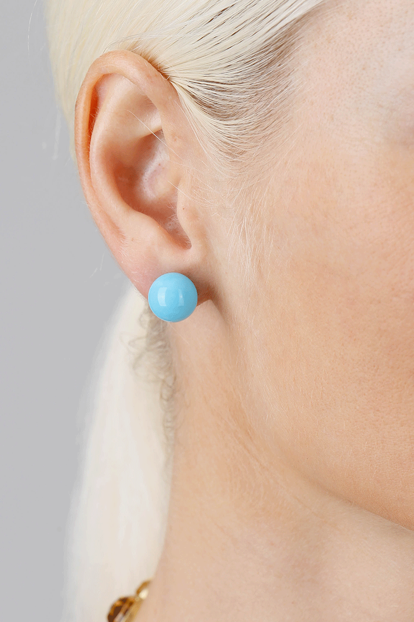 IRENE NEUWIRTH JEWELRY-Kingman Turquoise Stud Earrings-YELLOW GOLD