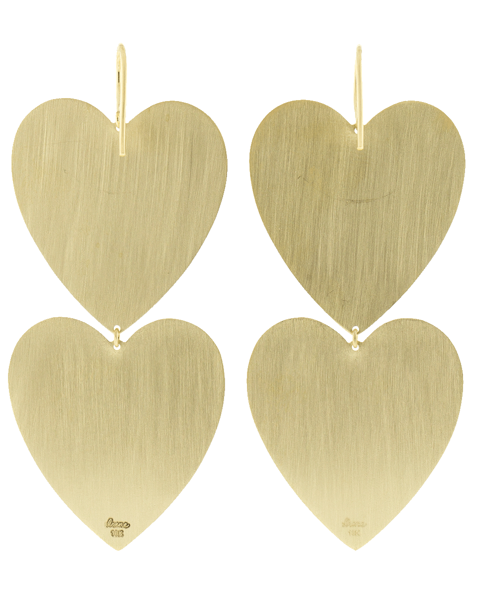 IRENE NEUWIRTH JEWELRY-Large Double Heart Flat Gold Earrings-YELLOW GOLD
