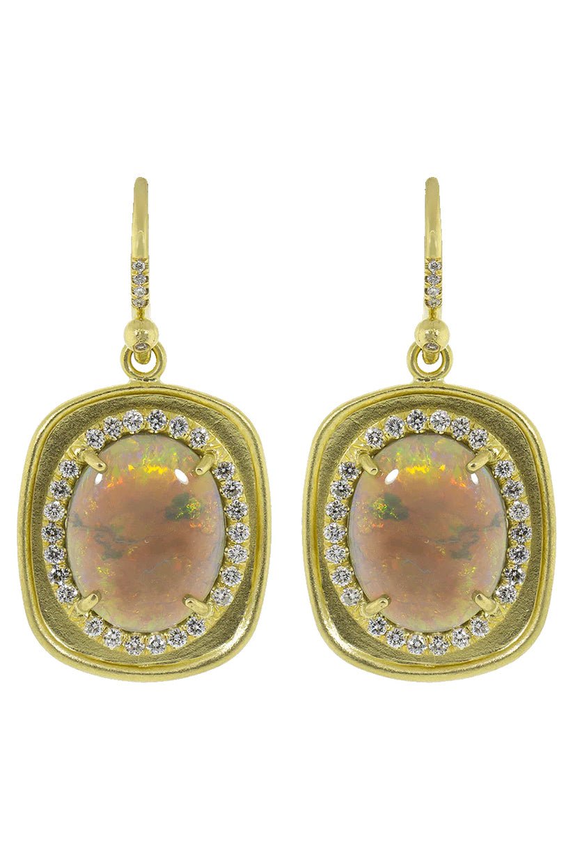 IRENE NEUWIRTH JEWELRY-Lightning Ridge Opal and Diamond Earrings-YELLOW GOLD