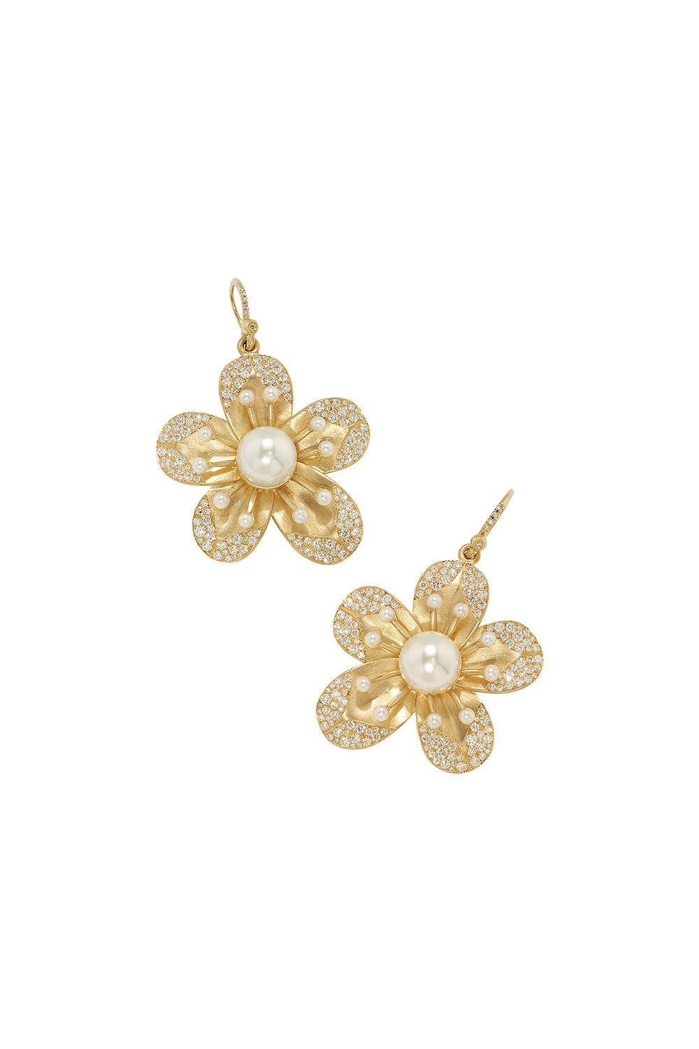 Pearl Blossom Diamond Earrings-YELLOW GOLD-JEWELRYFINE JEWELEARRING-IRENE NEUWIRTH JEWELRY