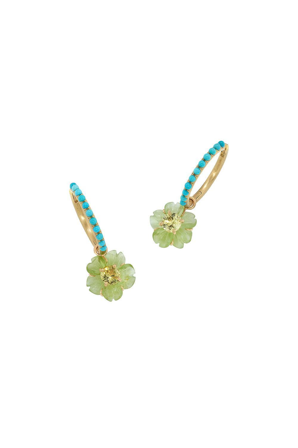 Peridot Chrysoberyl Tropical Flower Earrings-YELLOW GOLD-JEWELRYFINE JEWELEARRING-IRENE NEUWIRTH JEWELRY
