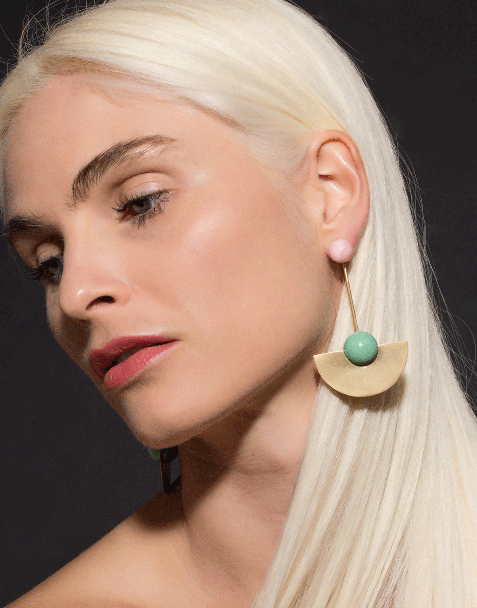 IRENE NEUWIRTH JEWELRY-Pink Opal And Chrysoprase Drop Earrings-YELLOW GOLD