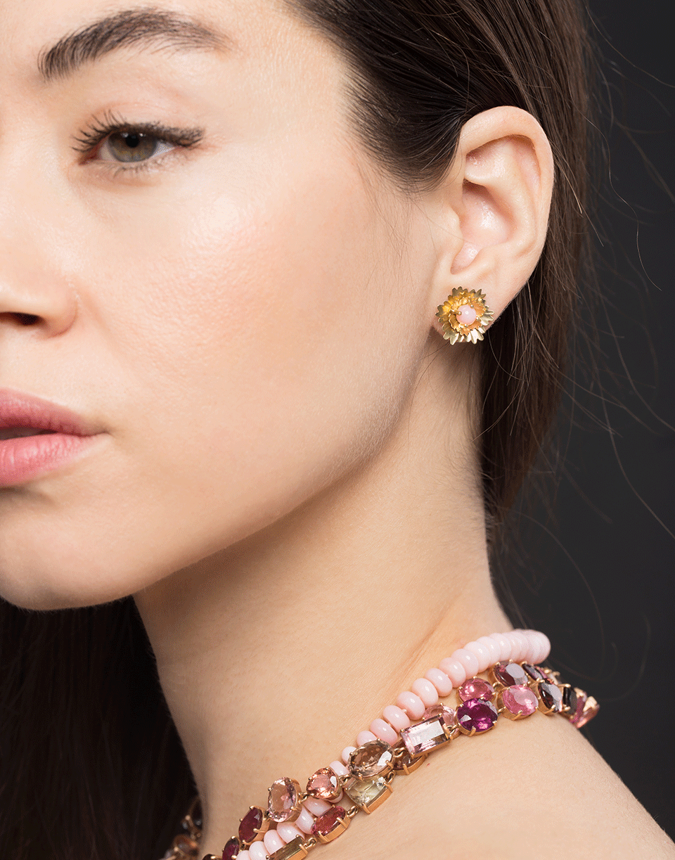 IRENE NEUWIRTH JEWELRY-Pink Opal Superbloom Stud Earrings-YELLOW GOLD