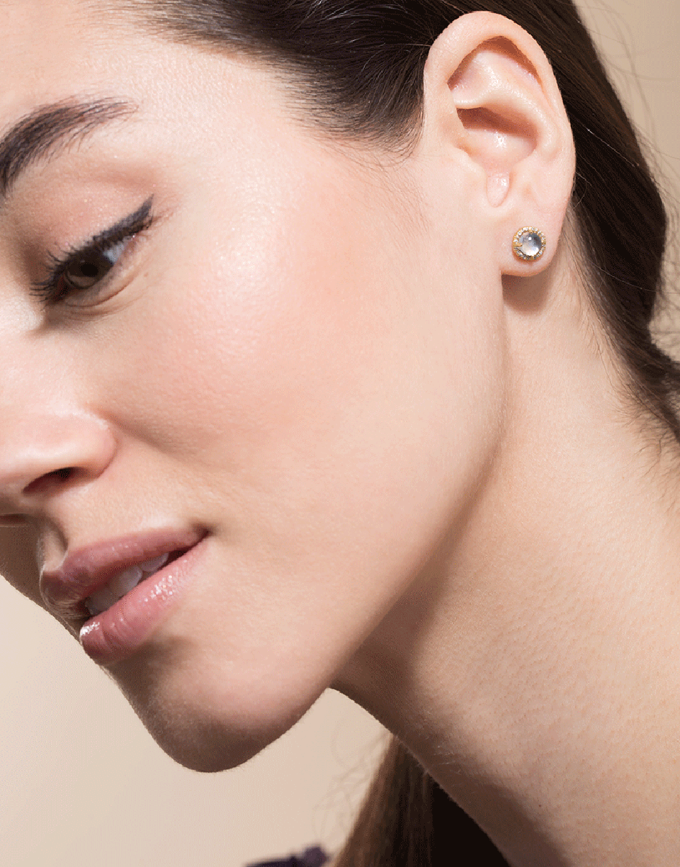 IRENE NEUWIRTH JEWELRY-Rainbow Moonstone Diamond Studs-YELLOW GOLD