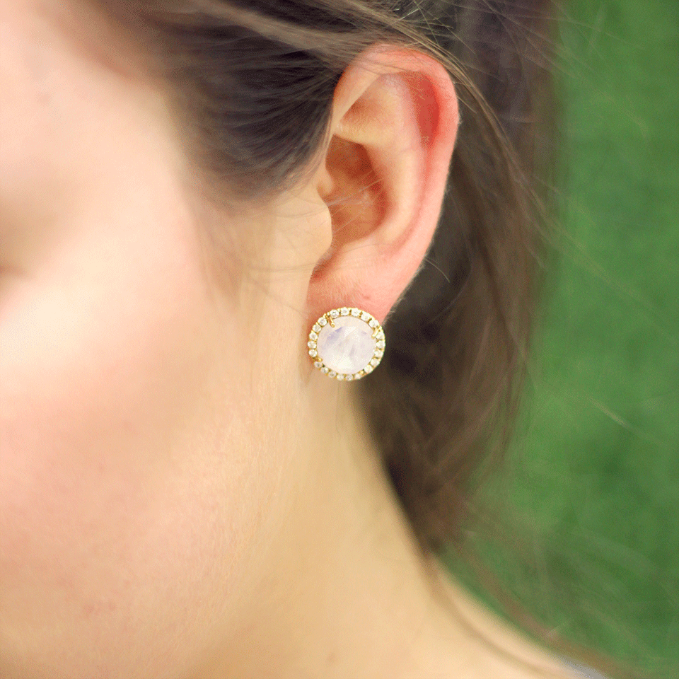IRENE NEUWIRTH JEWELRY-Rainbow Moonstone Earrings-YELLOW GOLD