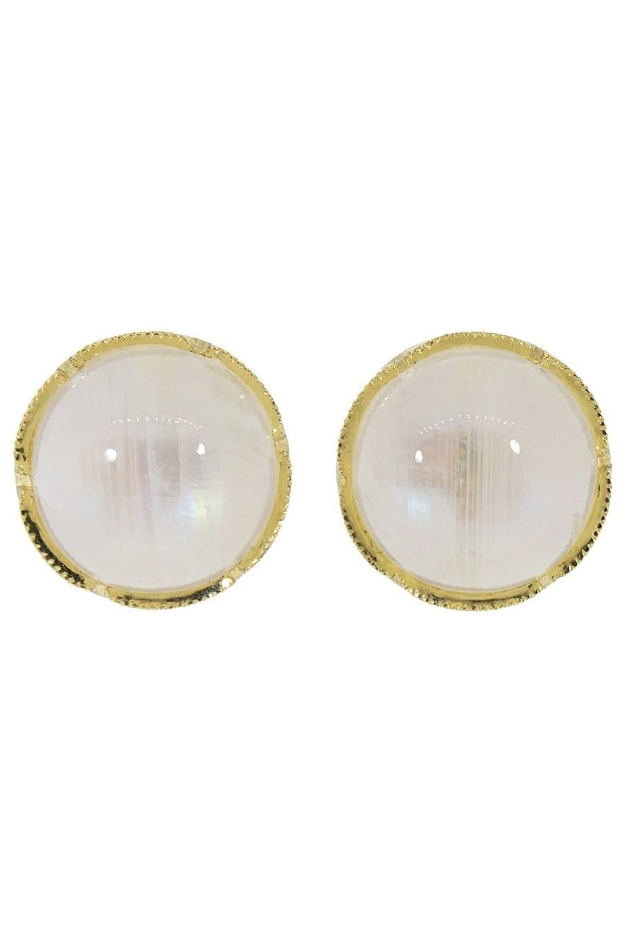 IRENE NEUWIRTH JEWELRY-Rainbow Moonstone Studs-YELLOW GOLD