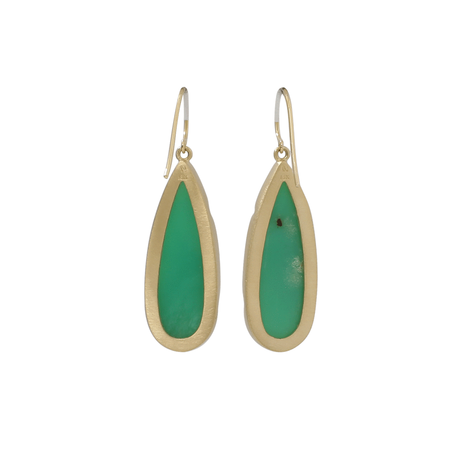 IRENE NEUWIRTH JEWELRY-Rose Cut Chrysoprase Earrings-YELLOW GOLD