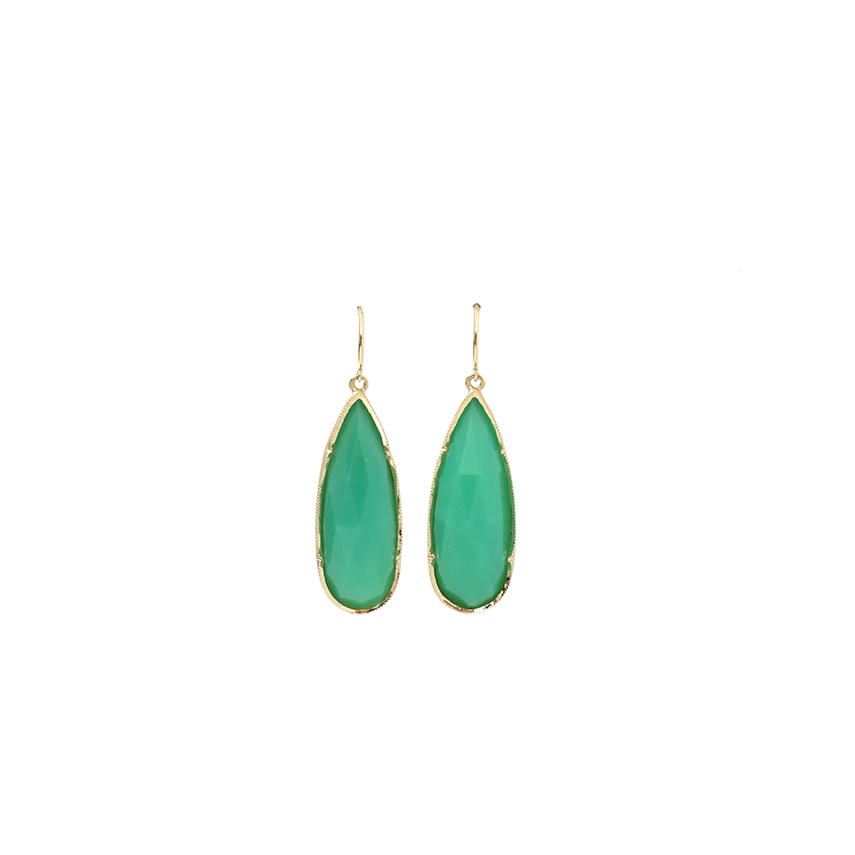 IRENE NEUWIRTH JEWELRY-Rose Cut Chrysoprase Earrings-YELLOW GOLD