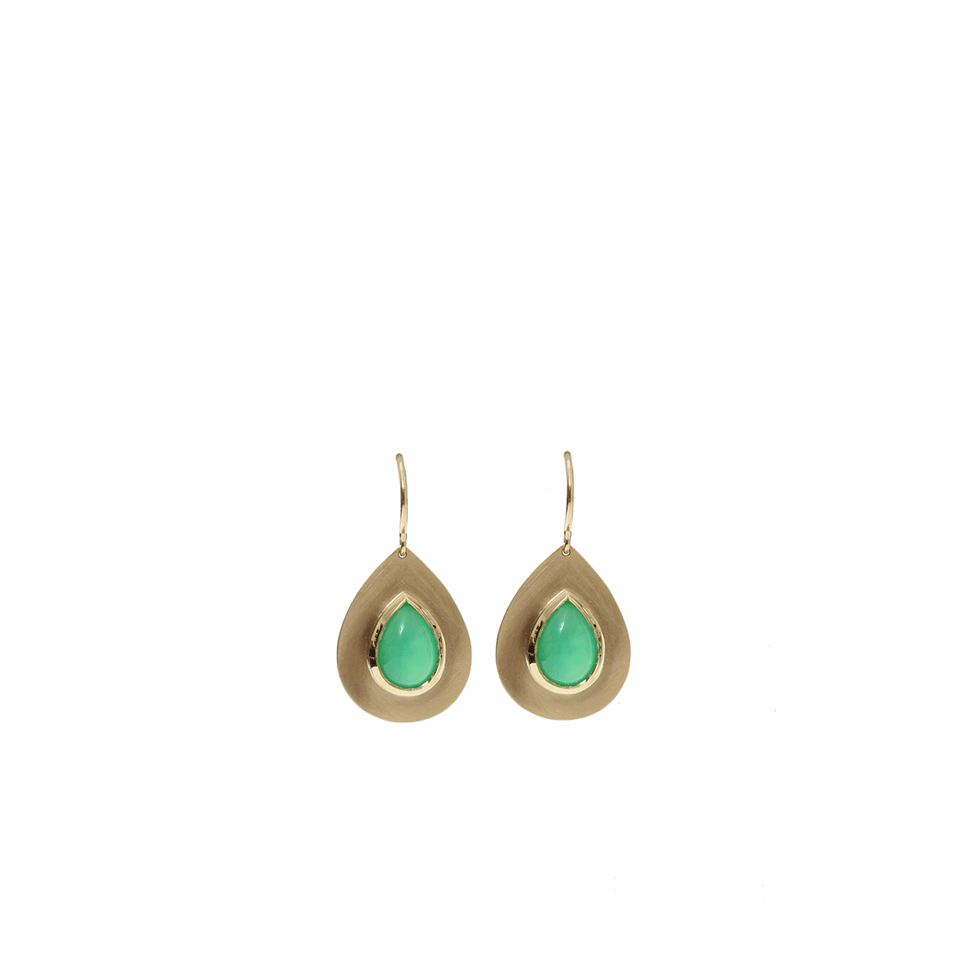 IRENE NEUWIRTH JEWELRY-Tear Drop Chrysoprase Earrings-YELLOW GOLD