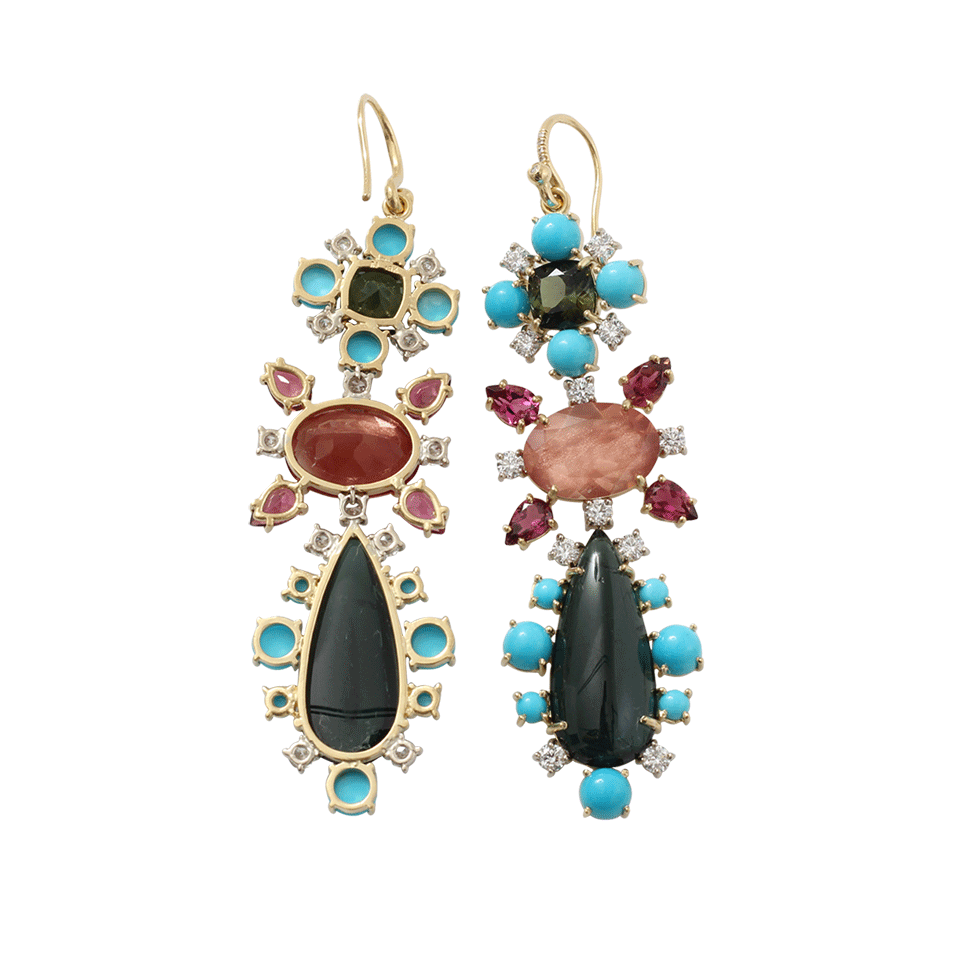 IRENE NEUWIRTH JEWELRY-Tourmaline And Sunstone Drop Earrings-YELLOW GOLD