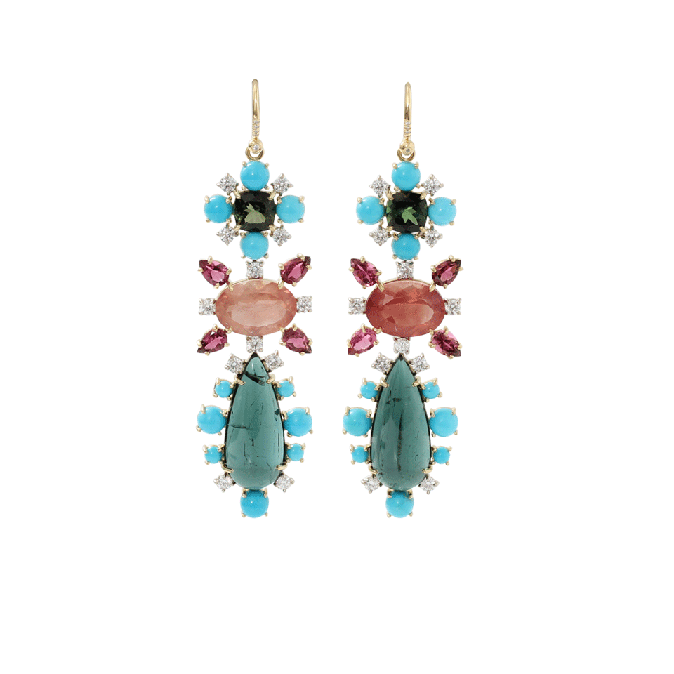 IRENE NEUWIRTH JEWELRY-Tourmaline And Sunstone Drop Earrings-YELLOW GOLD