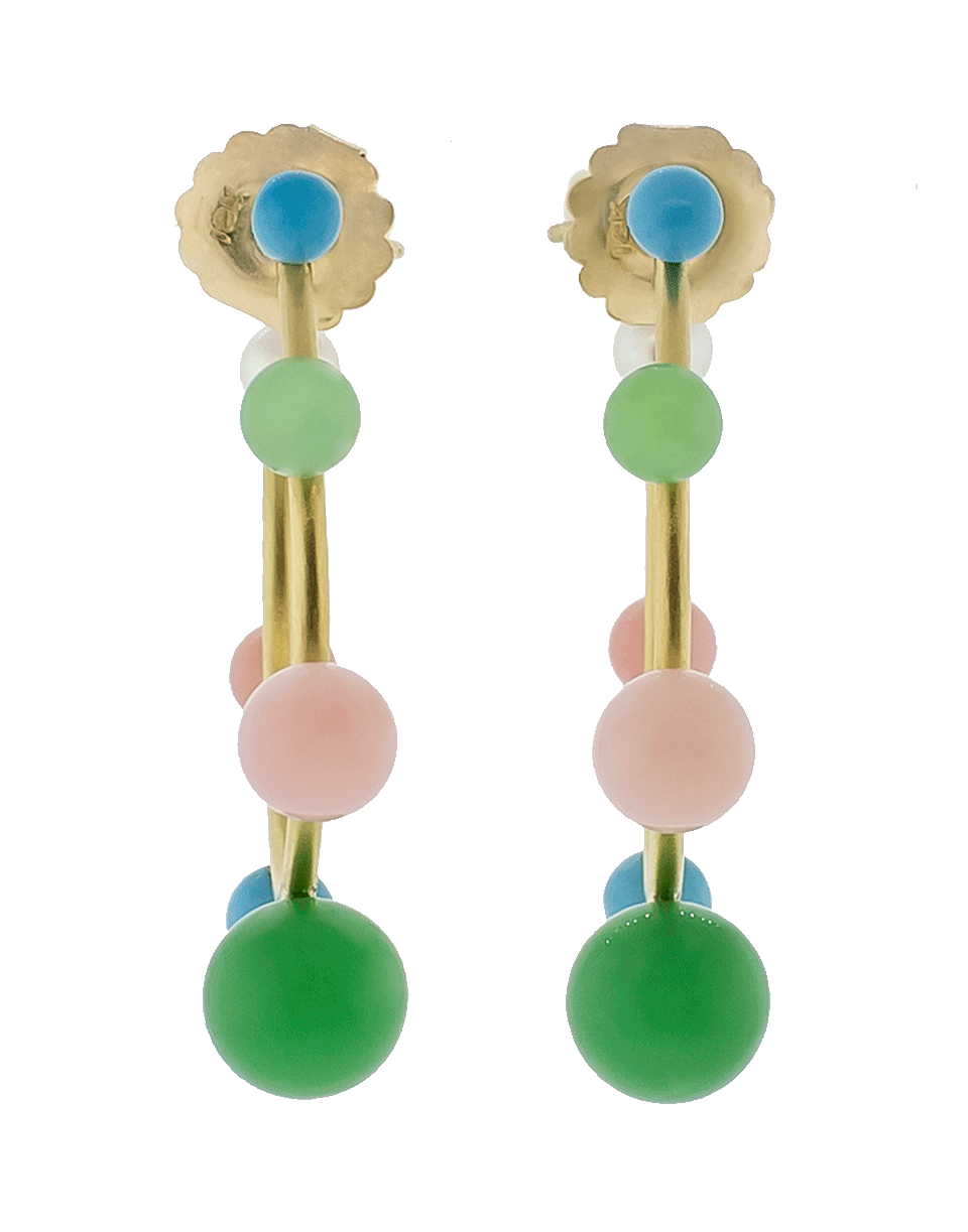 IRENE NEUWIRTH JEWELRY-Turquoise Chrysoprase Pink Opal Earrings-YELLOW GOLD