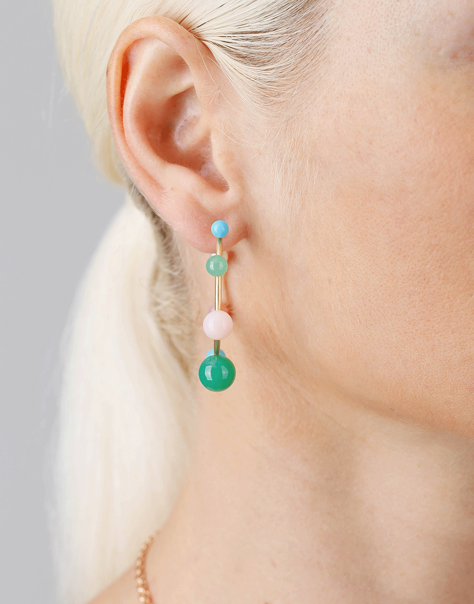 IRENE NEUWIRTH JEWELRY-Turquoise Chrysoprase Pink Opal Earrings-YELLOW GOLD