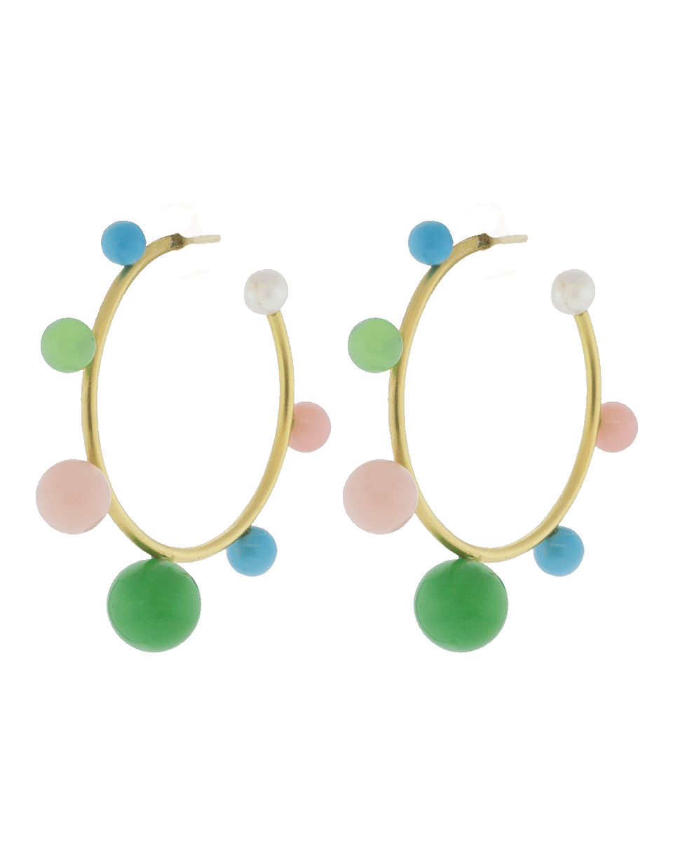 IRENE NEUWIRTH JEWELRY-Turquoise Chrysoprase Pink Opal Earrings-YELLOW GOLD