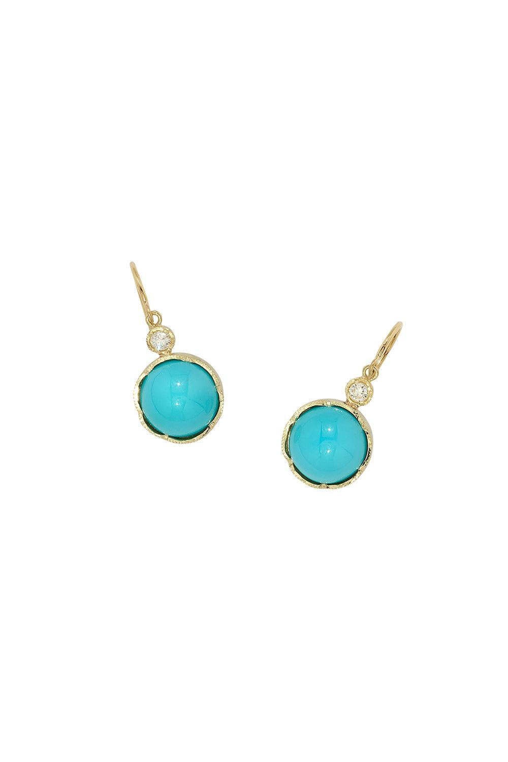Turquoise Diamond Drop Earrings-YELLOW GOLD-JEWELRYFINE JEWELEARRING-IRENE NEUWIRTH JEWELRY