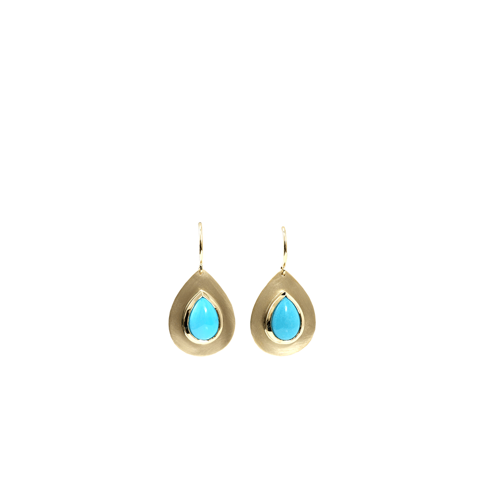 IRENE NEUWIRTH JEWELRY-Turquoise Teardrop Earrings-YELLOW GOLD