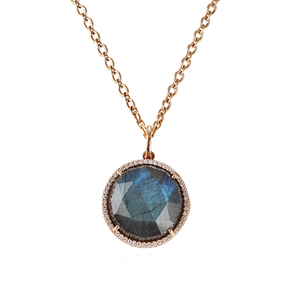 IRENE NEUWIRTH JEWELRY-Labradorite And Diamond Locket Necklace-ROSE GLD