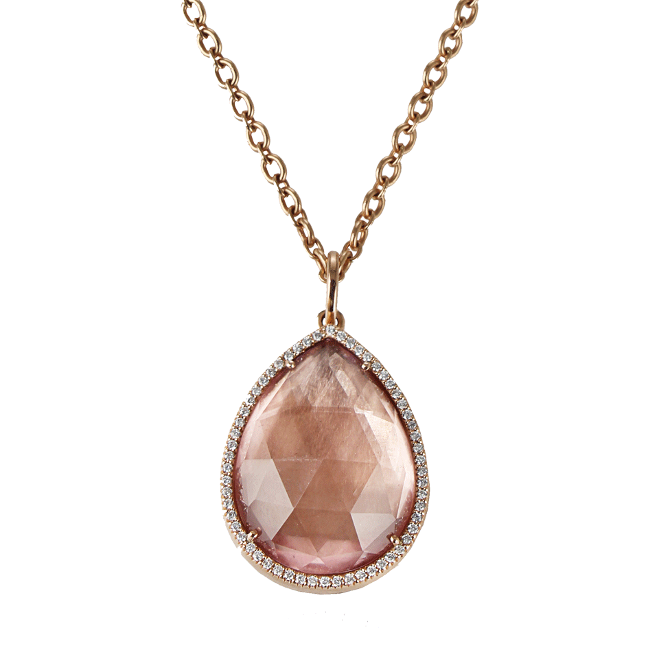 IRENE NEUWIRTH JEWELRY-Rose-De-France and Pave Locket Necklace-ROSE GLD