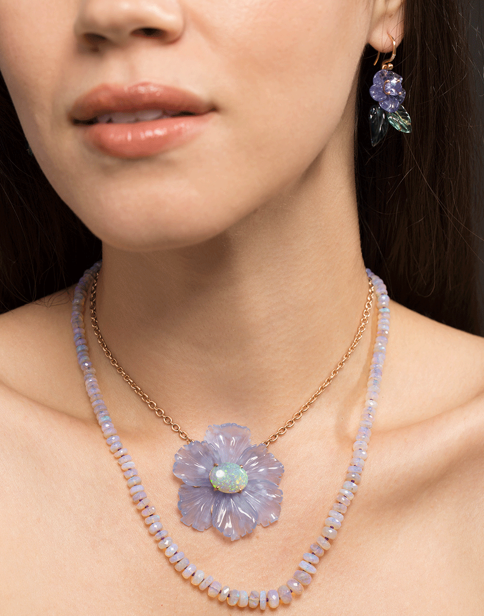 IRENE NEUWIRTH JEWELRY-Carved Chalcedony Opal Flower Necklace-ROSE GOLD