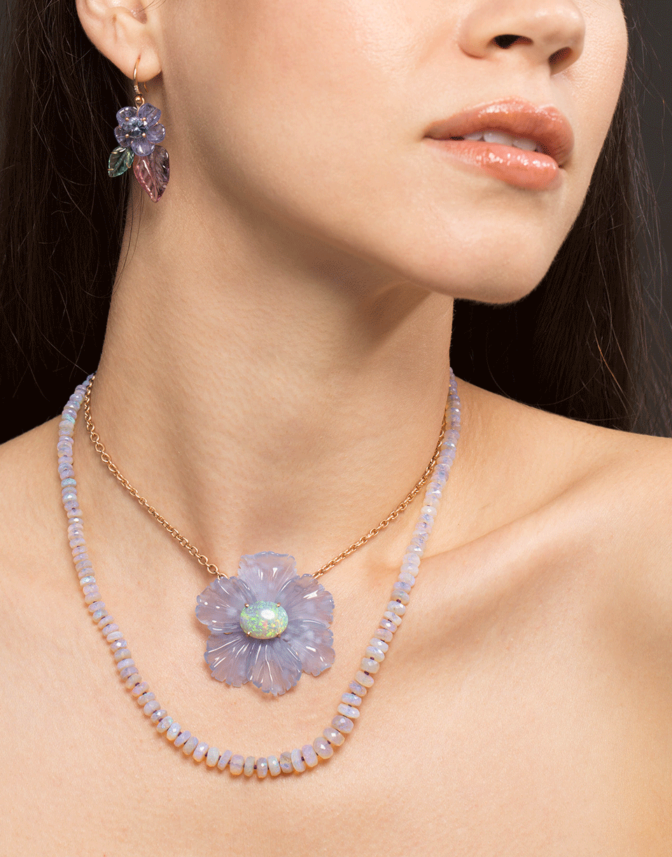 IRENE NEUWIRTH JEWELRY-Carved Chalcedony Opal Flower Necklace-ROSE GOLD