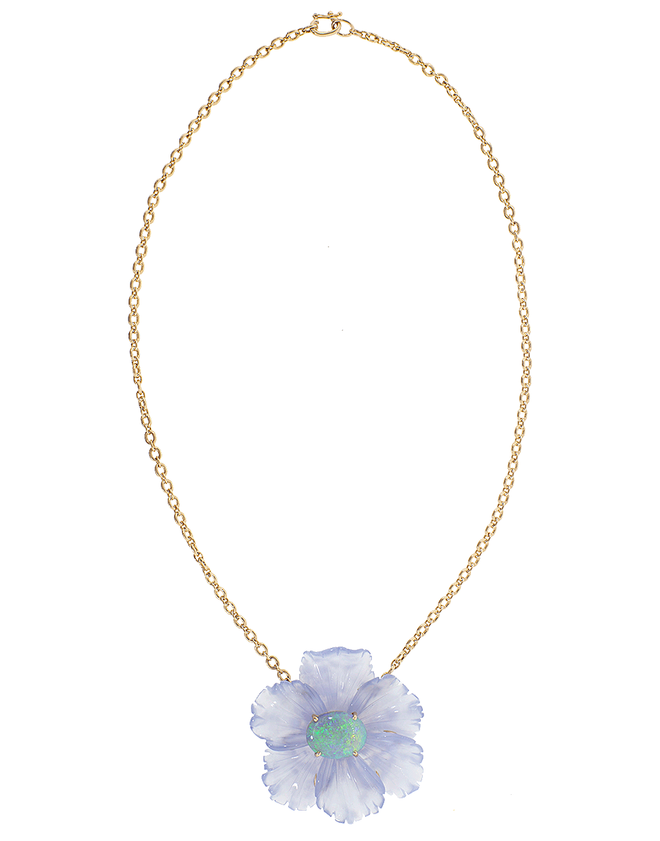 IRENE NEUWIRTH JEWELRY-Carved Chalcedony Opal Flower Necklace-ROSE GOLD