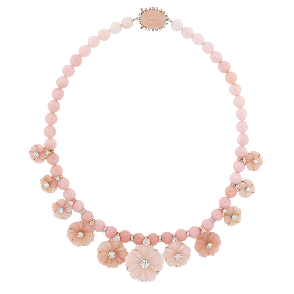 IRENE NEUWIRTH JEWELRY-Carved Pink Opal Flower Necklace-ROSE GOLD