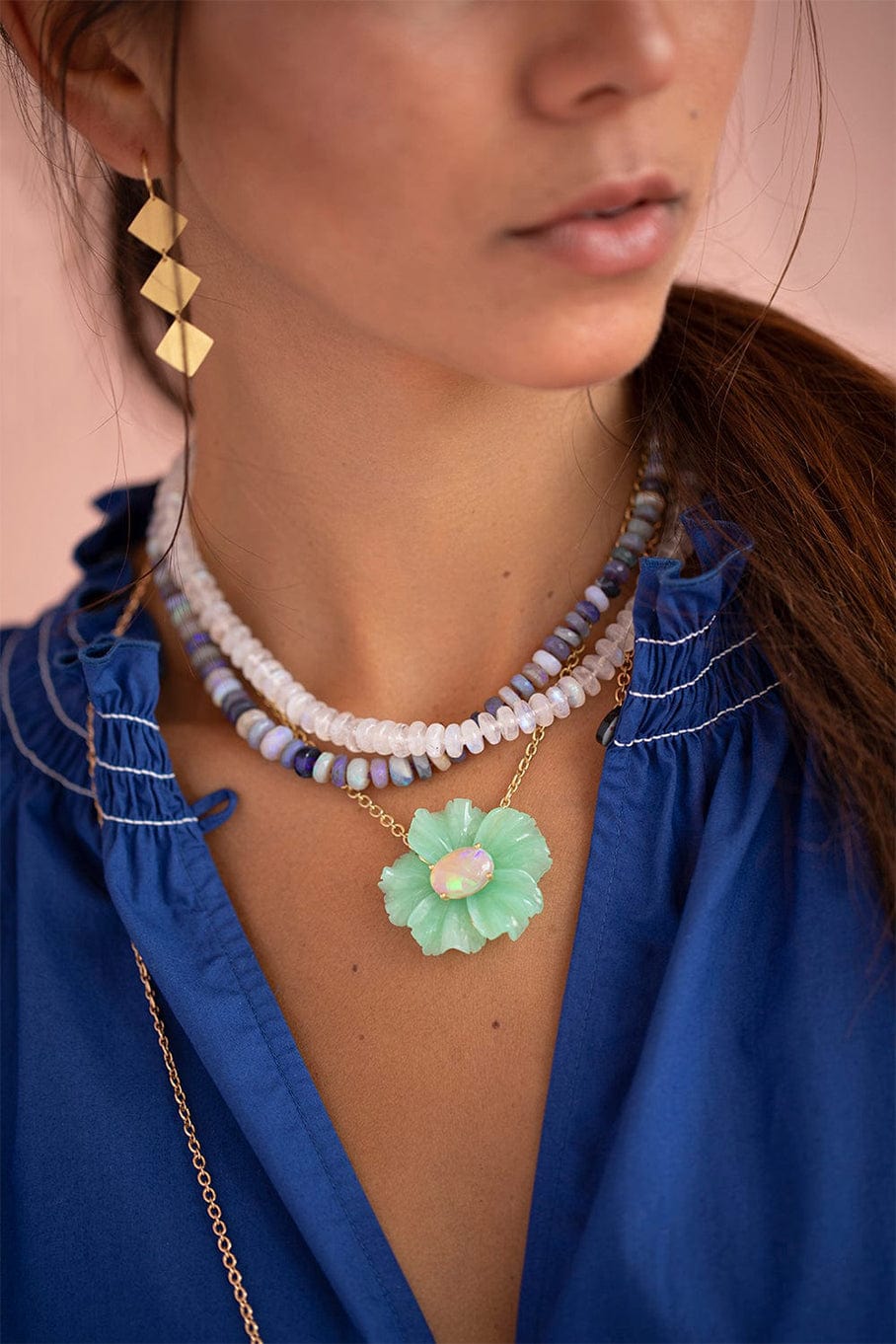 IRENE NEUWIRTH JEWELRY-Faceted Opal Necklace-ROSE GOLD