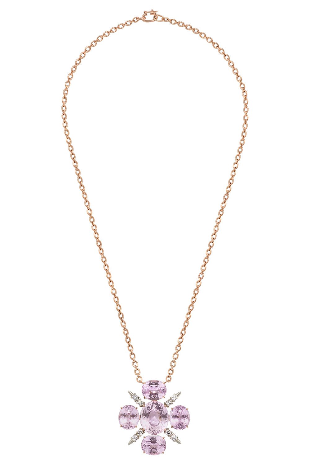 IRENE NEUWIRTH JEWELRY-Gemmy Gem Mosaic Kunzite Diamond Necklace-ROSE GOLD