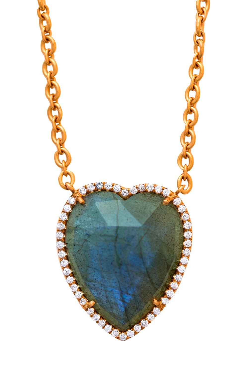 IRENE NEUWIRTH JEWELRY-Labradorite Diamond Heart Necklace-ROSE GOLD