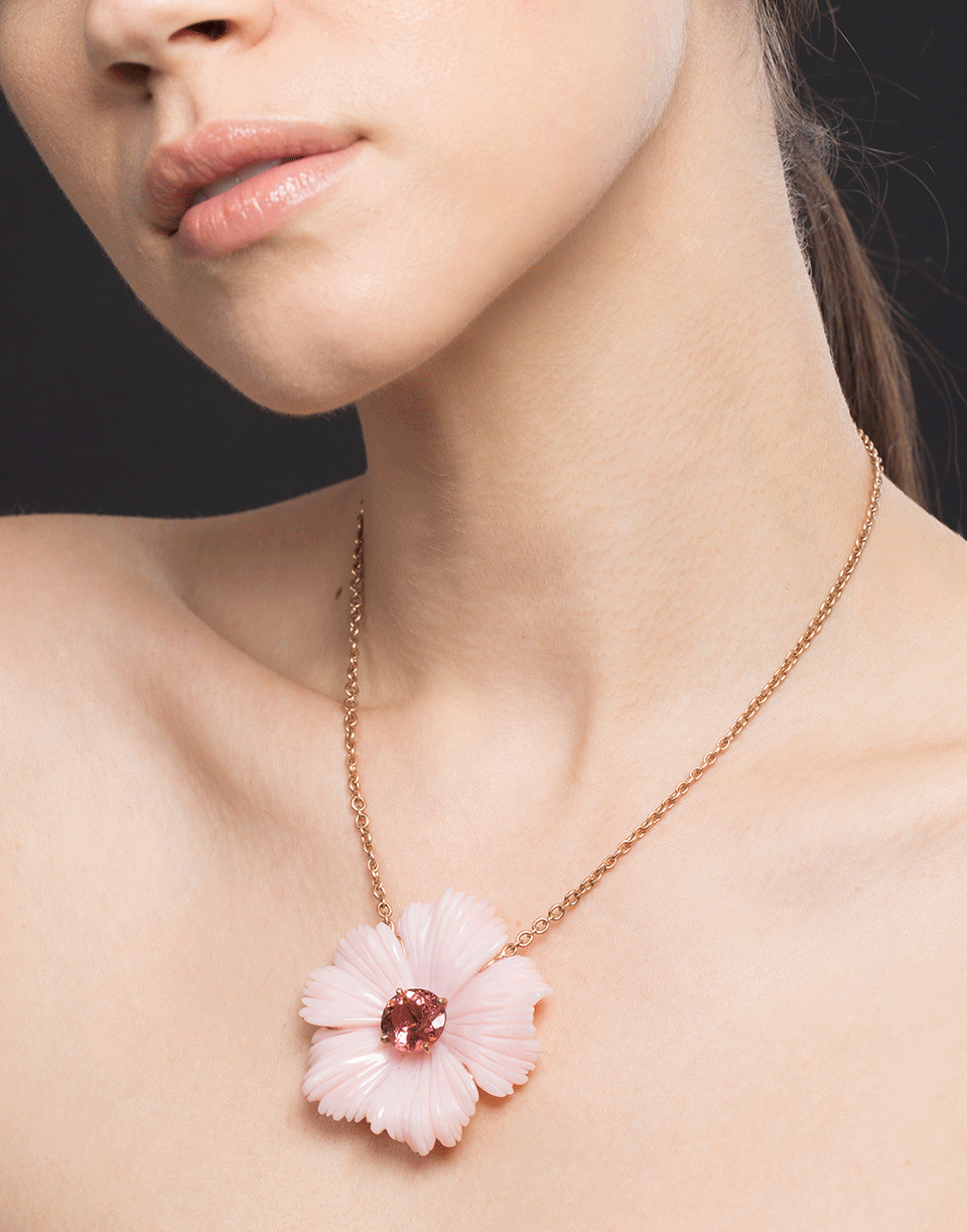 IRENE NEUWIRTH JEWELRY-Opal and Tourmaline Flower Necklace-ROSE GOLD