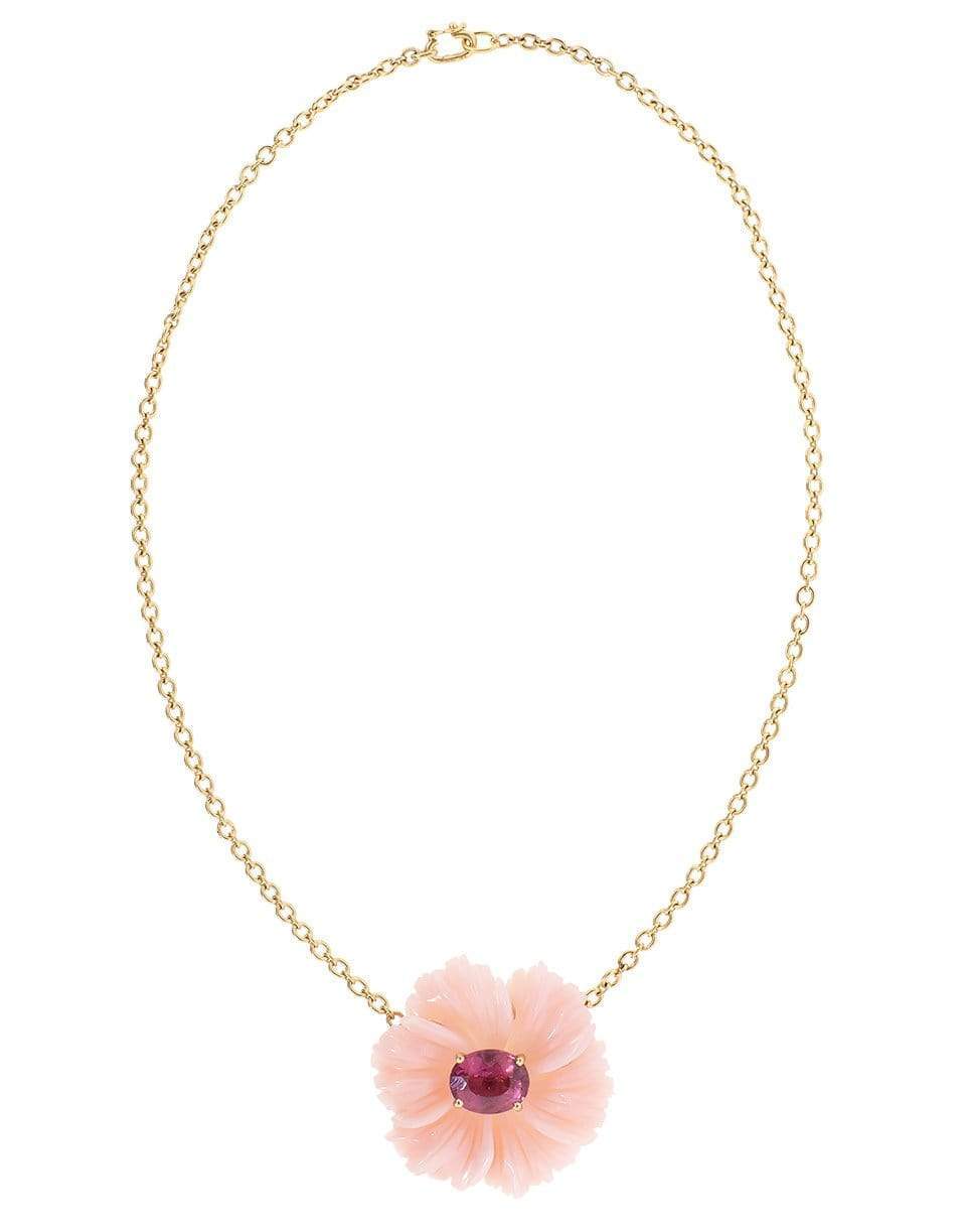 IRENE NEUWIRTH JEWELRY-Pink Opal and Tourmaline Flower Necklace-ROSE GOLD