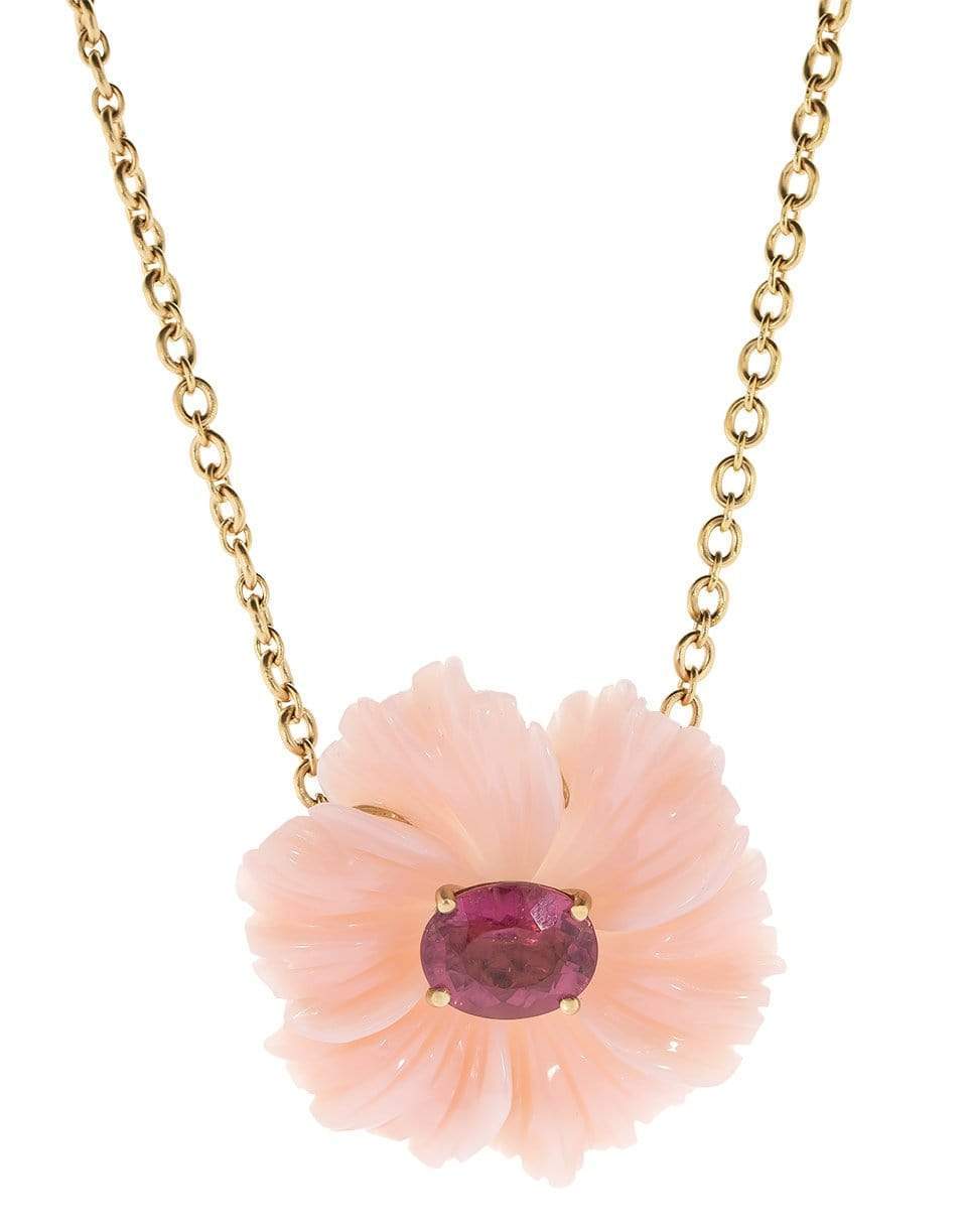 IRENE NEUWIRTH JEWELRY-Pink Opal and Tourmaline Flower Necklace-ROSE GOLD