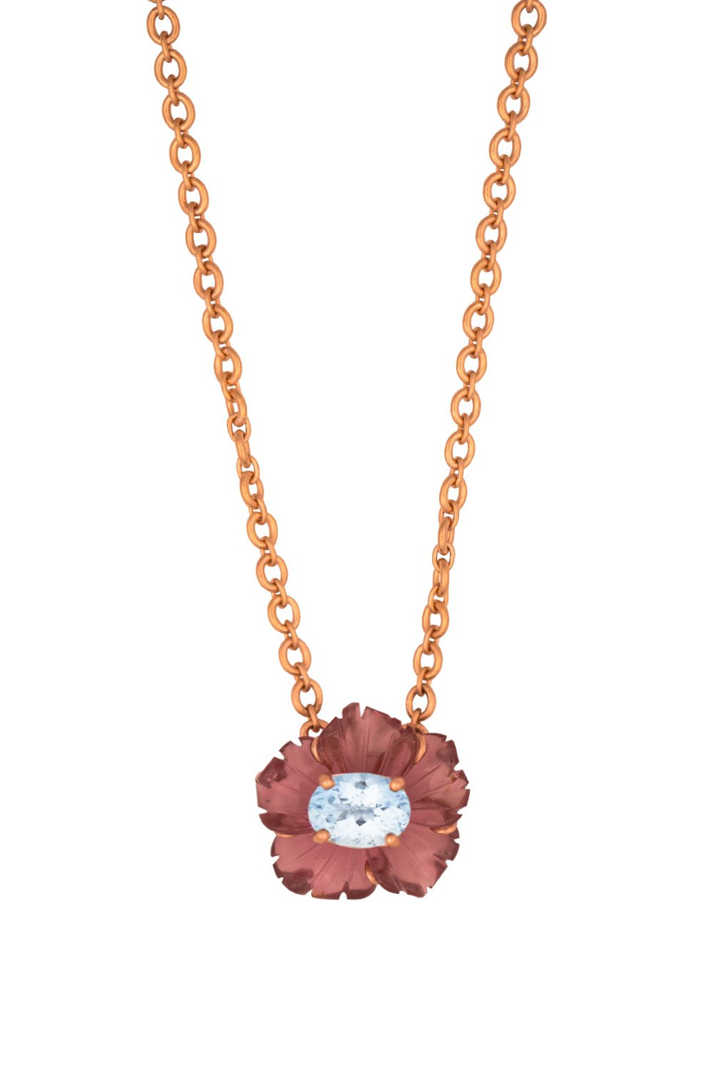 IRENE NEUWIRTH JEWELRY-Pink Tourmaline Botanical Tropical Flower Necklace-ROSE GOLD