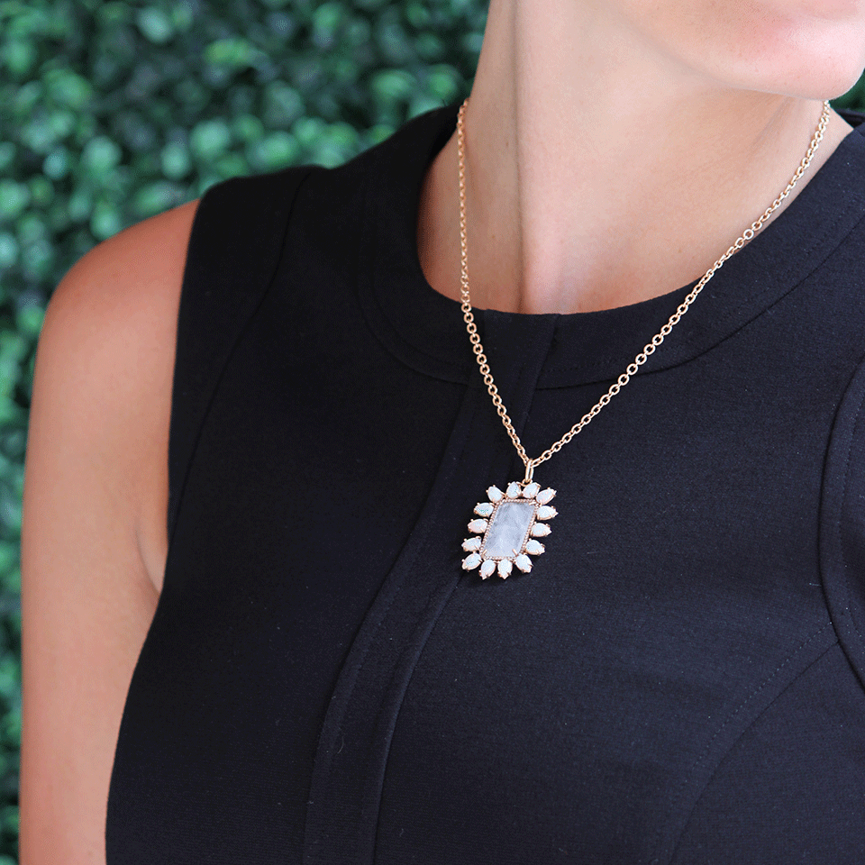 IRENE NEUWIRTH JEWELRY-Rainbow Moonstone Pendant Necklace-ROSE GOLD