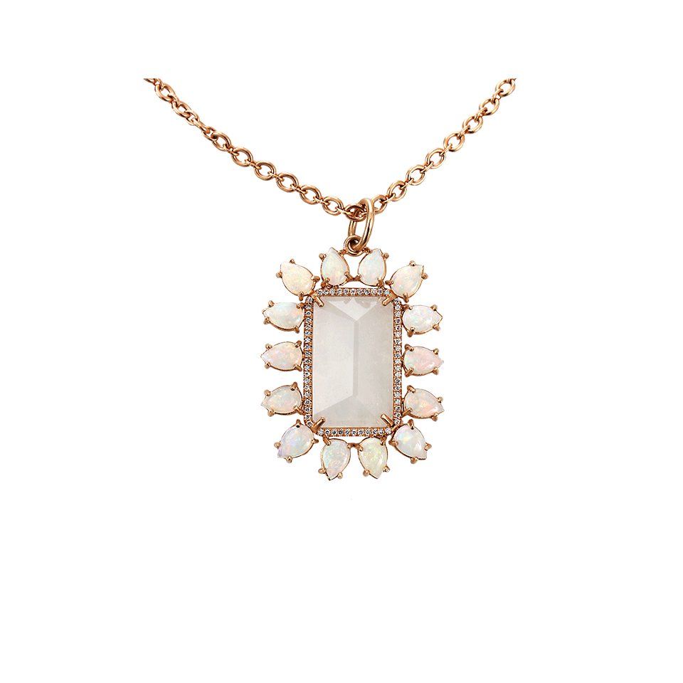 IRENE NEUWIRTH JEWELRY-Rainbow Moonstone Pendant Necklace-ROSE GOLD