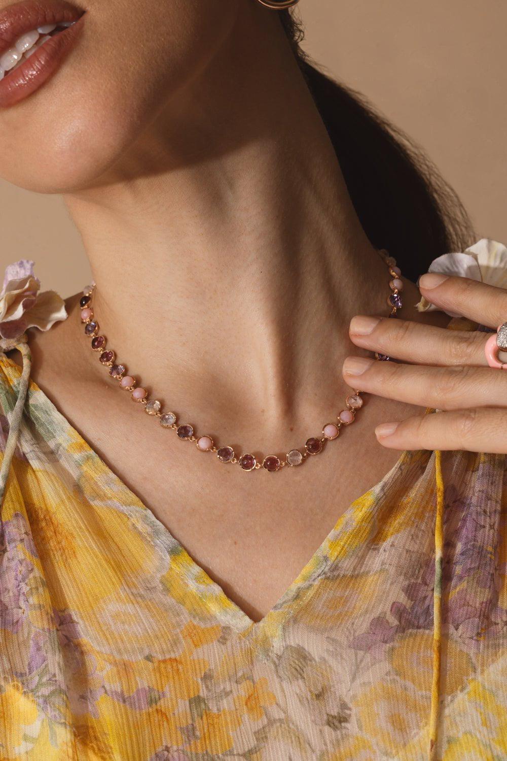 IRENE NEUWIRTH JEWELRY-Small Classic Link Tourmaline Opal Necklace-ROSE GOLD