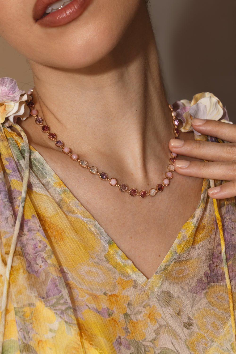 IRENE NEUWIRTH JEWELRY-Small Classic Link Tourmaline Opal Necklace-ROSE GOLD