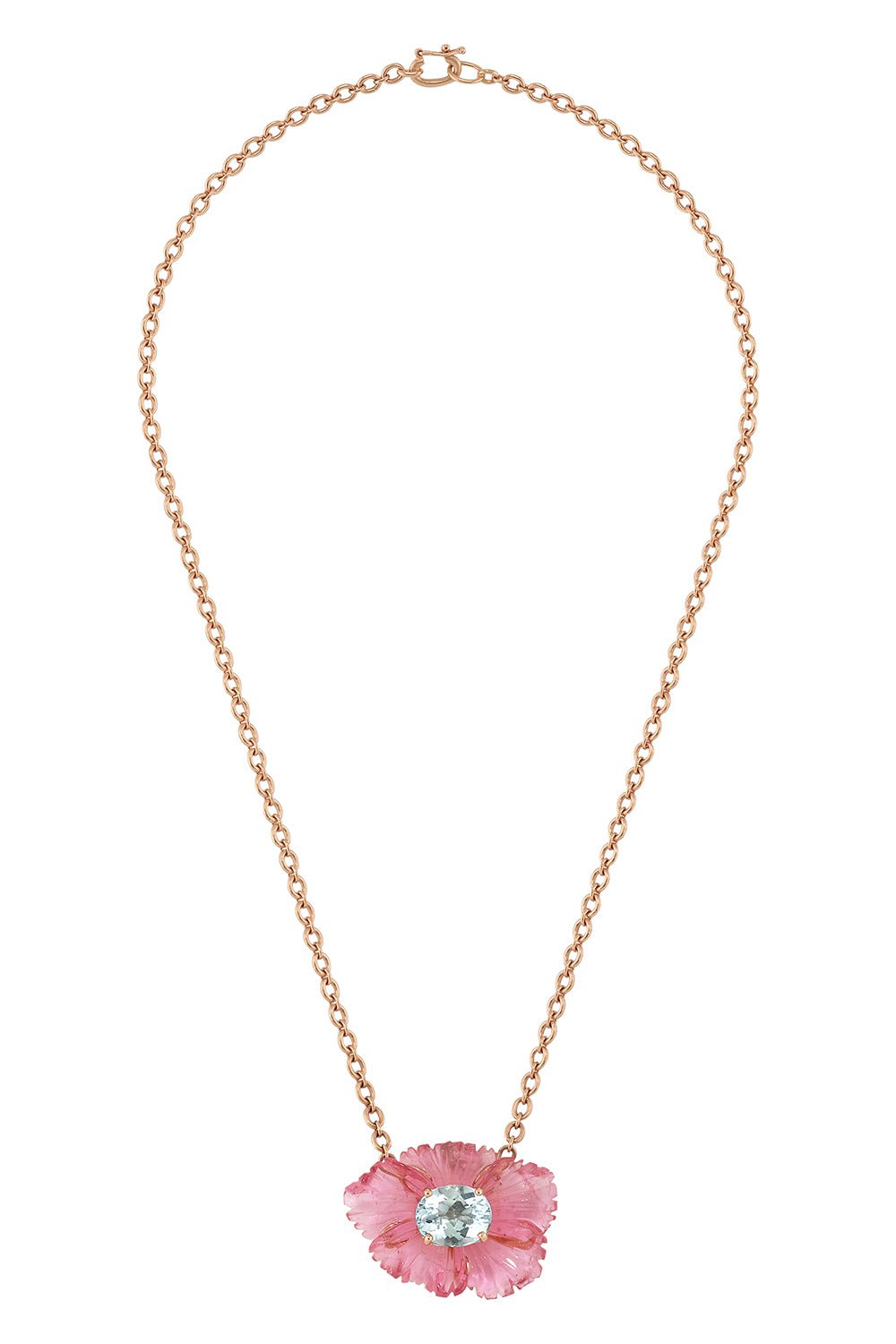 IRENE NEUWIRTH JEWELRY-Tourmaline Aquamarine Tropical Flower Necklace-ROSE GOLD
