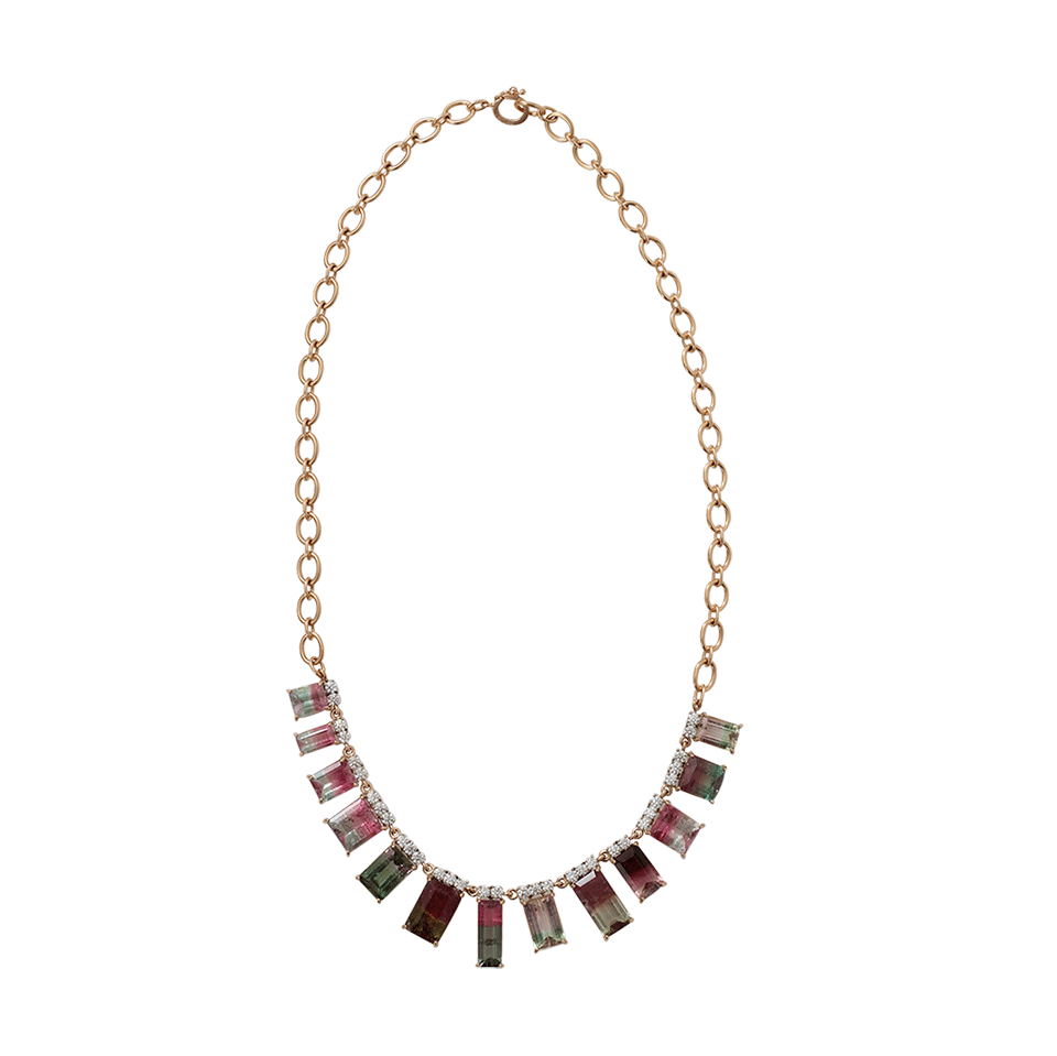 IRENE NEUWIRTH JEWELRY-Watermelon Tourmaline And Diamond Necklace-ROSE GOLD