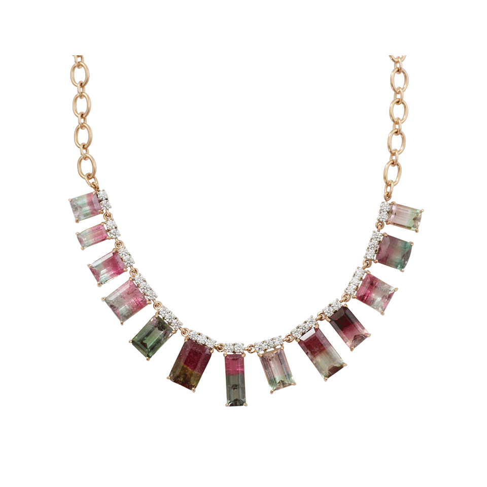 IRENE NEUWIRTH JEWELRY-Watermelon Tourmaline And Diamond Necklace-ROSE GOLD