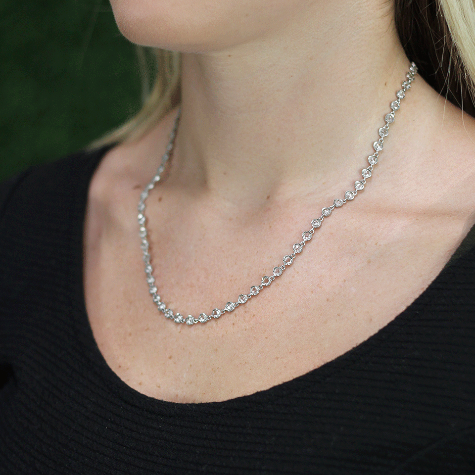 IRENE NEUWIRTH JEWELRY-Rose Cut Diamond Chain Necklace-WHITE GOLD
