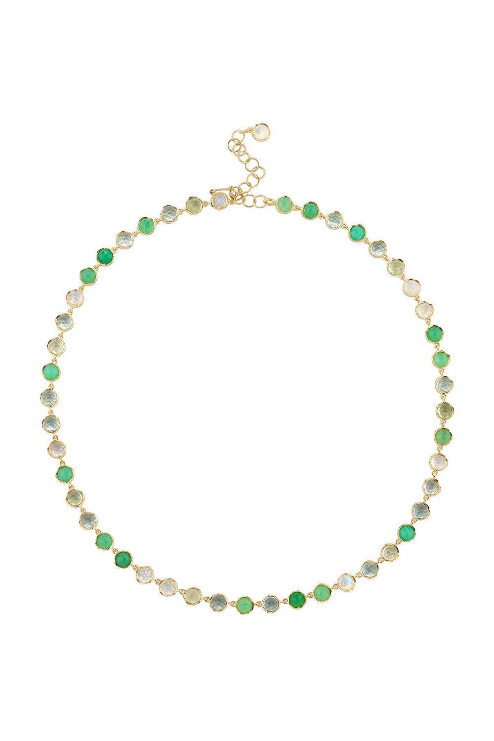 Small Classic Link Prehnite Moonstone Necklace-YELLOW GOLD-16-JEWELRYFINE JEWELNECKLACE O-IRENE NEUWIRTH JEWELRY
