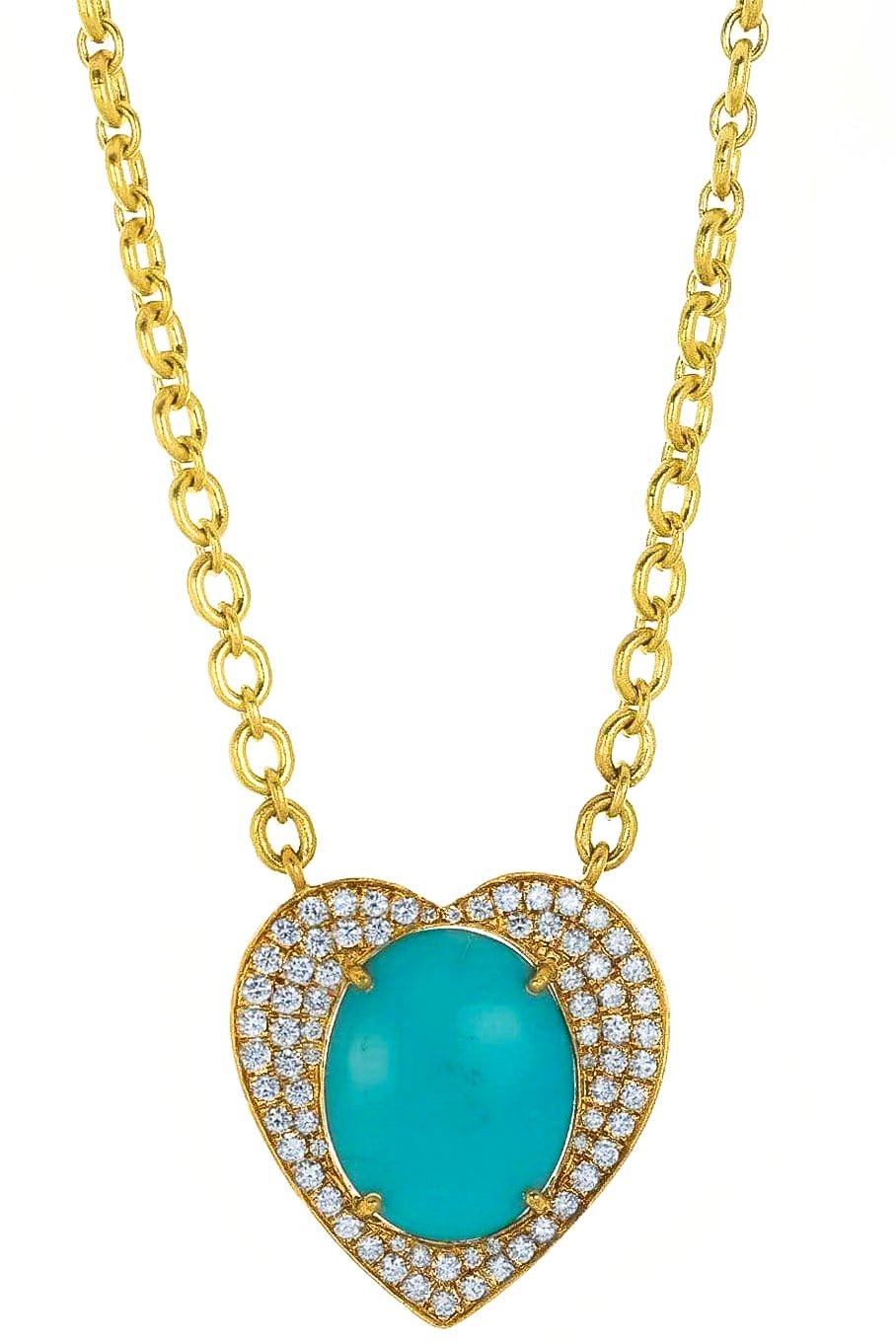 IRENE NEUWIRTH JEWELRY-Turquoise and Diamond Heart Necklace-