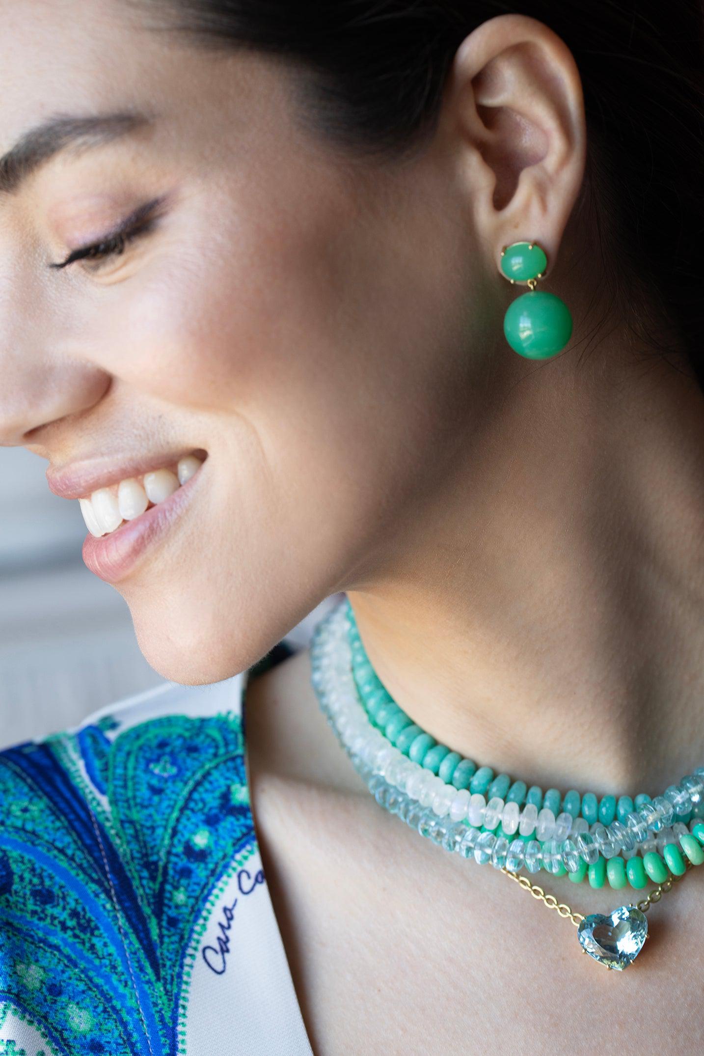 IRENE NEUWIRTH JEWELRY-Aquamarine Bead Necklace-YELLOW GOLD
