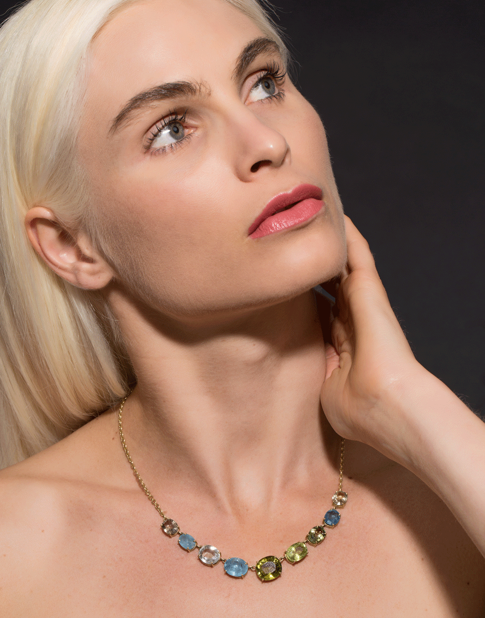 IRENE NEUWIRTH JEWELRY-Aquamarine & Tourmaline Necklace-YELLOW GOLD