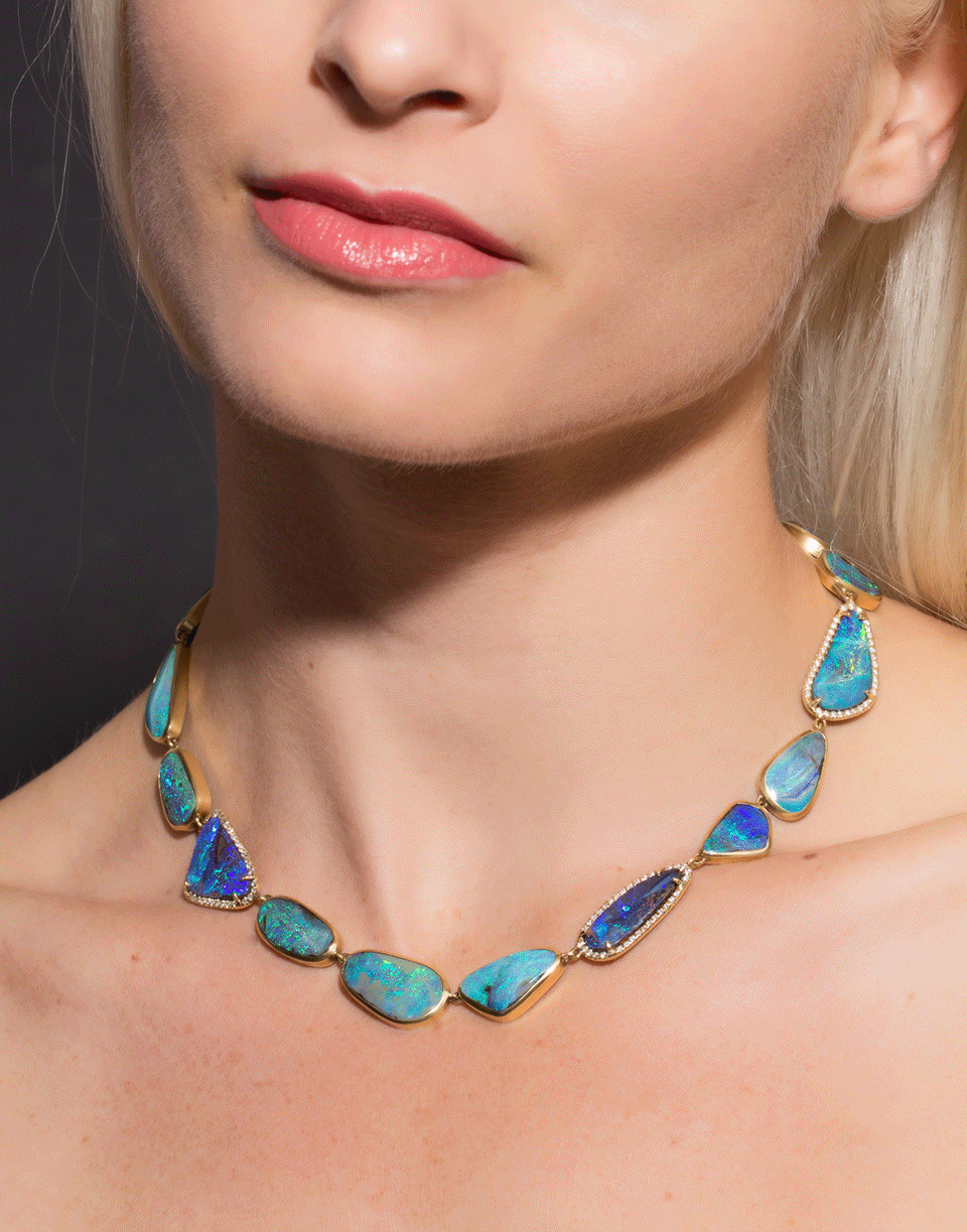 IRENE NEUWIRTH JEWELRY-Boulder Opal And Diamond Necklace-YELLOW GOLD