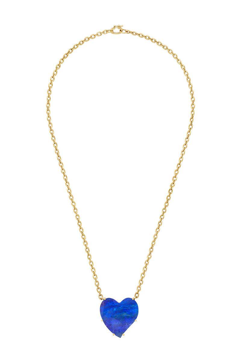 Boulder Opal Love Heart Necklace-YELLOW GOLD-JEWELRYFINE JEWELNECKLACE O-IRENE NEUWIRTH JEWELRY