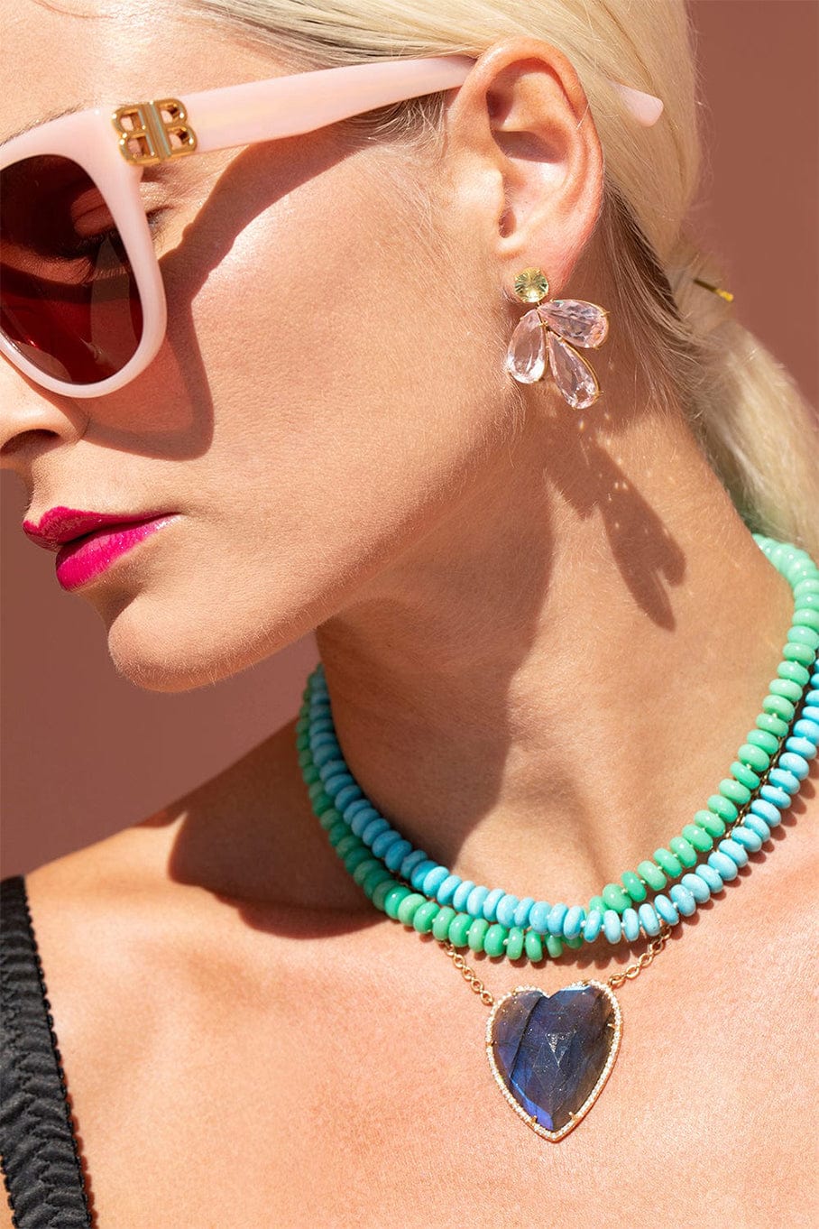IRENE NEUWIRTH JEWELRY-Chrysoprase Beaded Candy Necklace-YELLOW GOLD